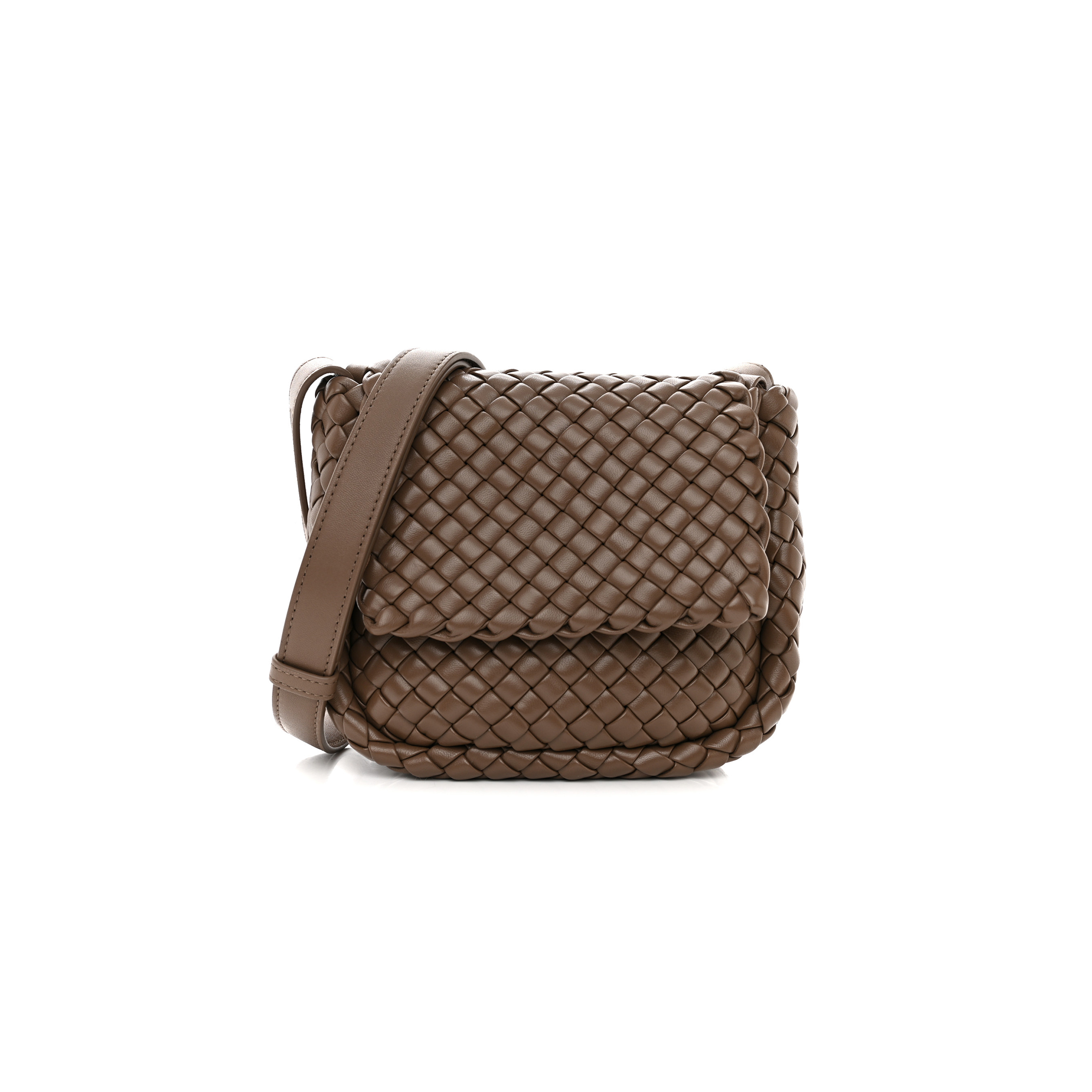 BOTTEGA VENETA NAPPA INTRECCIO MINI COBBLE SHOULDER BAG TAUPE GREY (19*18*8cm)