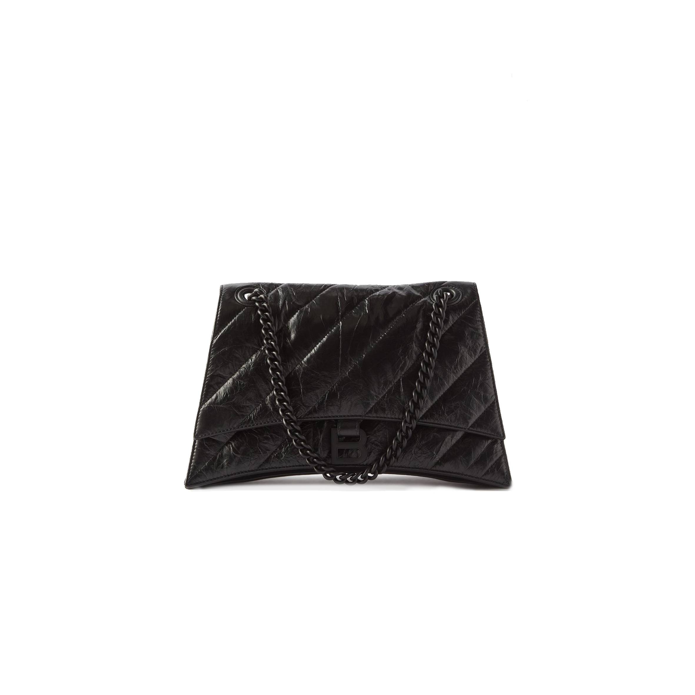 BALENCIAGA BLACK CRUSH M QUILTED CREASED LEATHER SHOULDER BAG  MATCHESFASHION US (30.9*20.3*11.4cm)