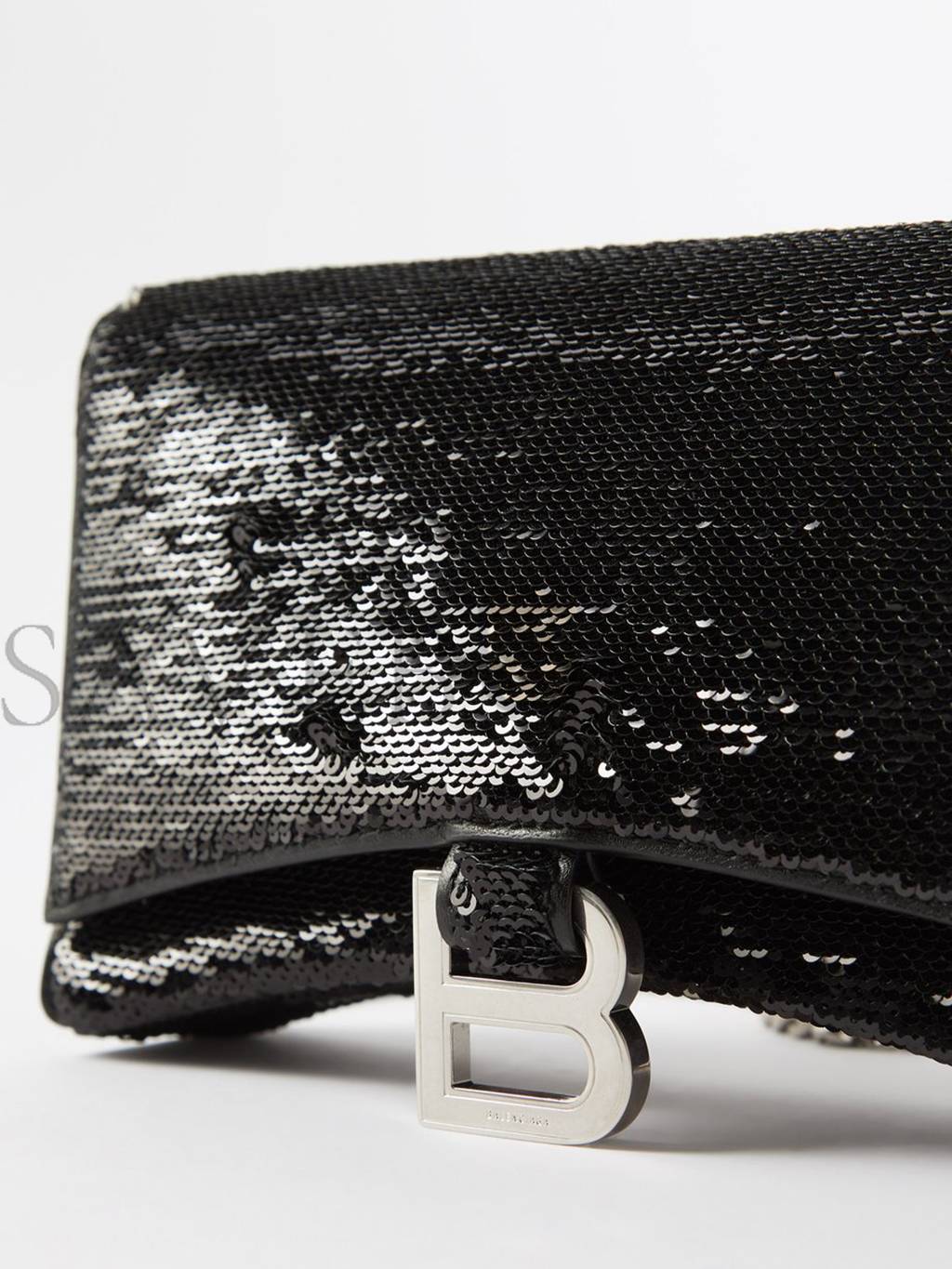 BALENCIAGA BLACK HOURGLASS SEQUINNED LEATHER CROSS-BODY BAG MATCHESFASHION US (19.5*12*5cm)