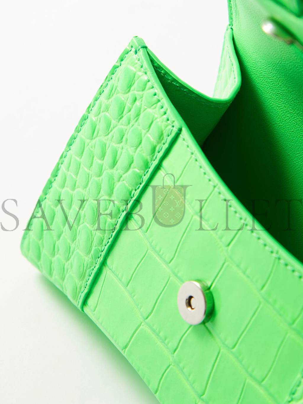 BALENCIAGA GREEN HOURGLASS XS CROCODILE-EFFECT LEATHER BAG  MATCHESFASHION US (19*12.5*8cm)