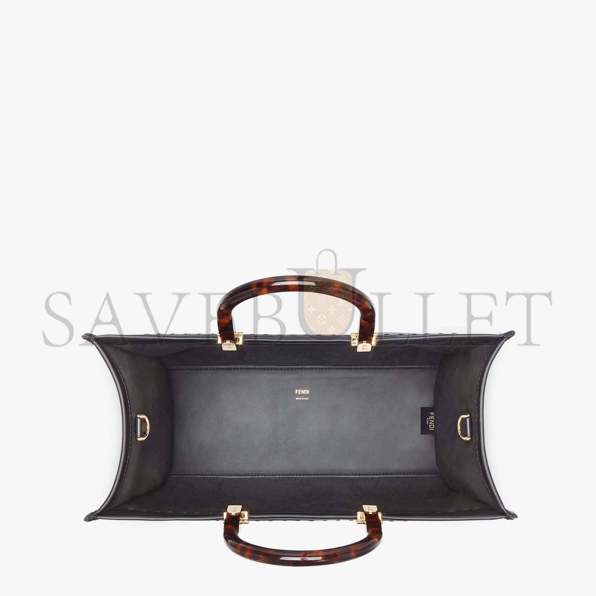 FENDI SUNSHINE MEDIUM - BLACK LEATHER SHOPPER 8BH386ABVLF0KUR (35*31*17cm)