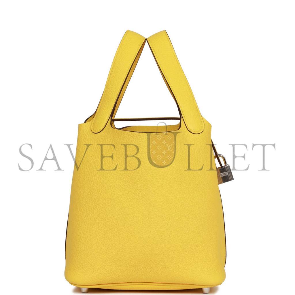 HERMES PICOTIN LOCK 18 JAUNE DE NAPLES CLEMENCE PALLADIUM HARDWARE (18*13*18cm)