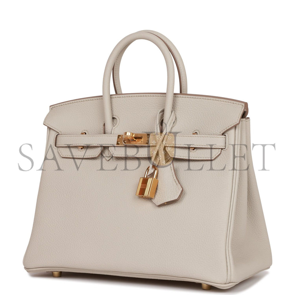 HERMES BIRKIN 25 BETON TOGO GOLD HARDWARE HANDMADE(25*19*12cm)