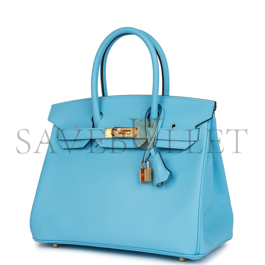 HERMES BIRKIN 30 CELESTE EPSOM GOLD HARDWARE (30cm)