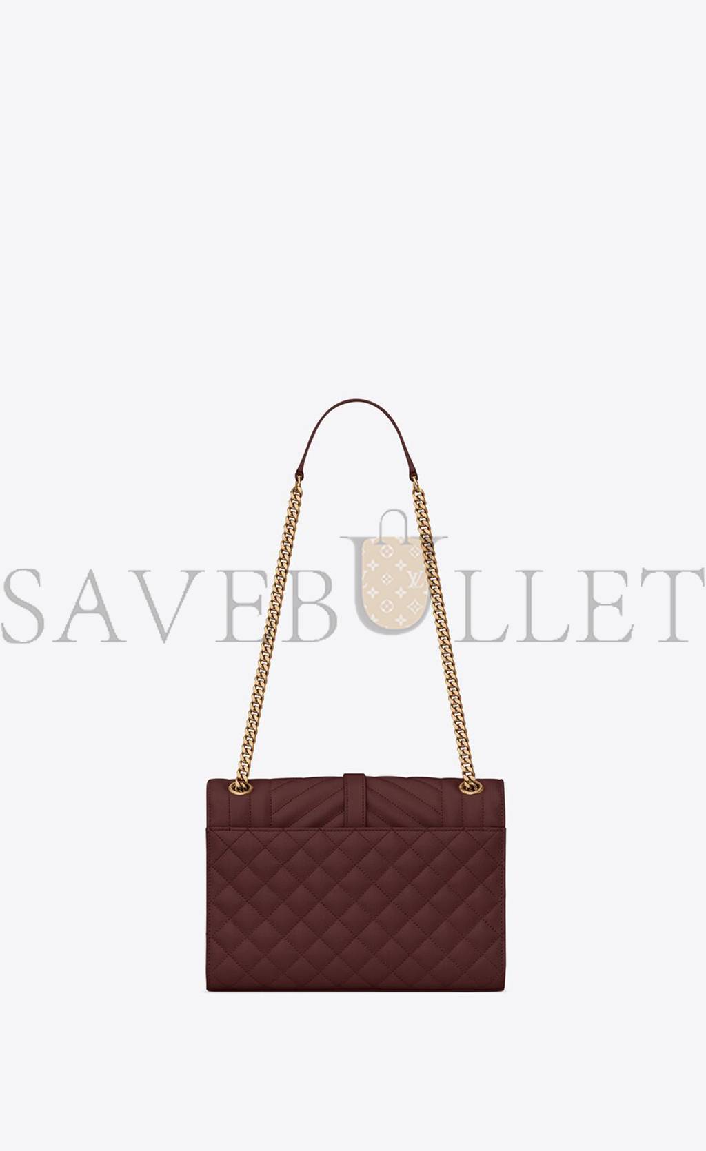 YSL ENVELOPE MEDIUM CHAIN BAG IN MIX MATELASS&EACUTE; GRAIN DE POUDRE EMBOSSED LEATHER 600185BOW916475 (24*17.5*6cm)