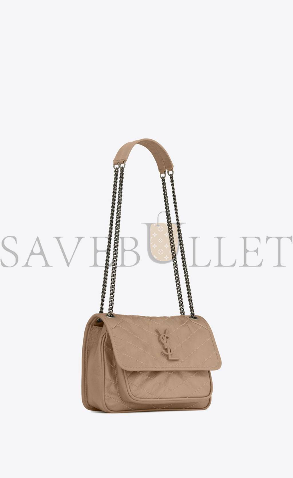 YSL NIKI BABY CHAIN BAG IN CRINKLED VINTAGE VEGETABLE-TANNED LEATHER 6331601YG042826 (21*16*7.5cm)