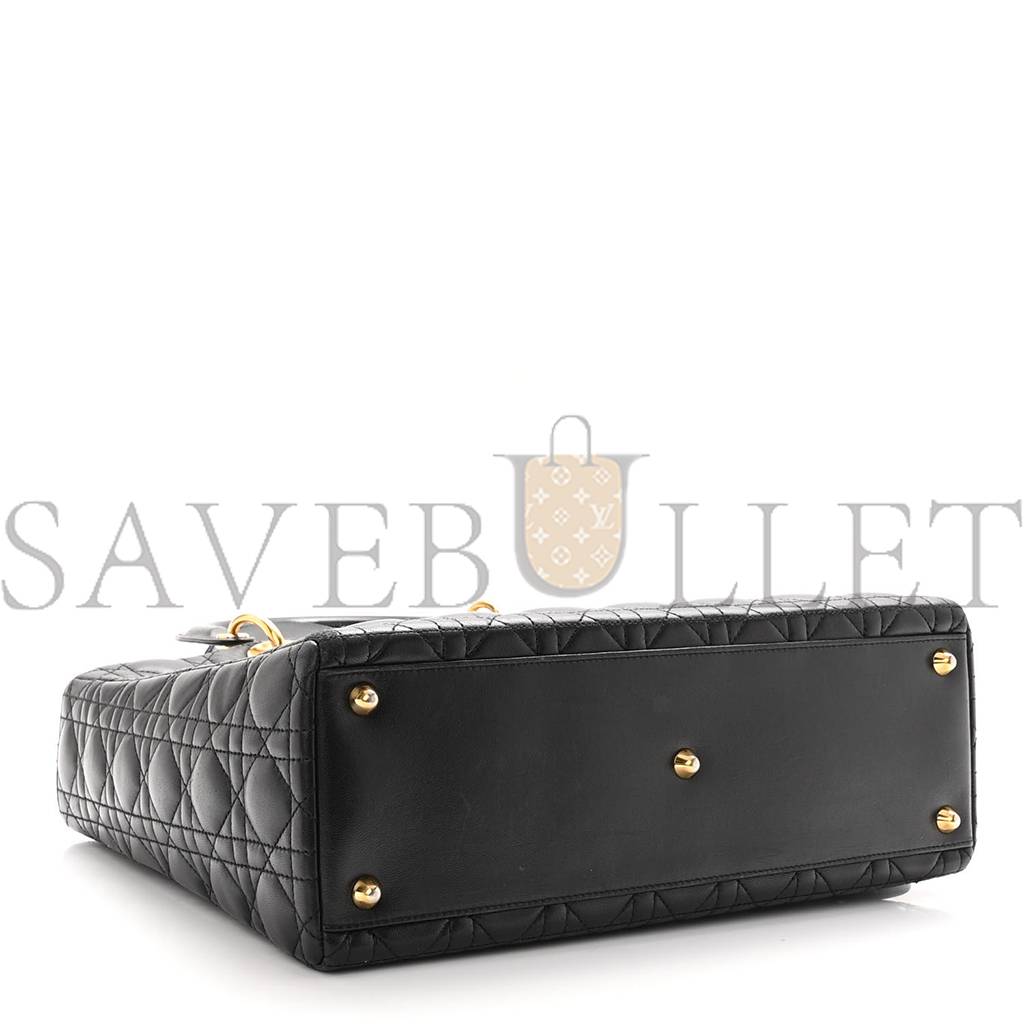 DIOR LAMBSKIN CANNAGE LARGE LADY DIOR BLACK (32*25*12.1cm)