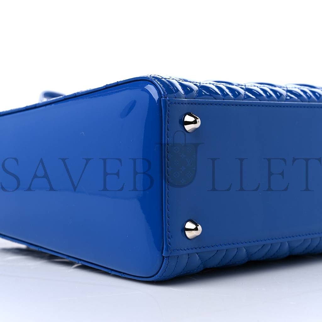 DIOR PATENT CANNAGE LARGE LADY DIOR BLUE (32*25*11.4cm)