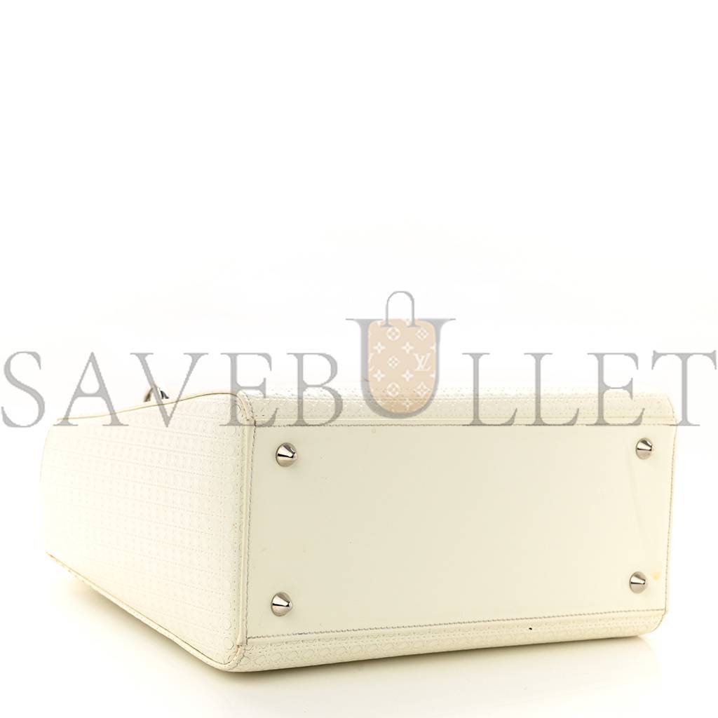 DIOR PATENT MICRO-CANNAGE MEDIUM LADY DIOR WHITE (24*21*12.1cm)