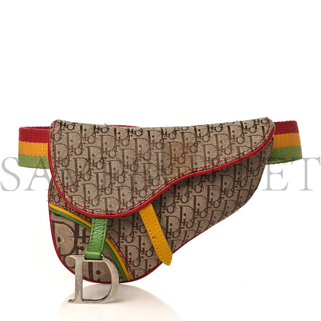 DIOR MONOGRAM RASTA SADDLE BELT BAG BEIGE (17*13*2.5cm)