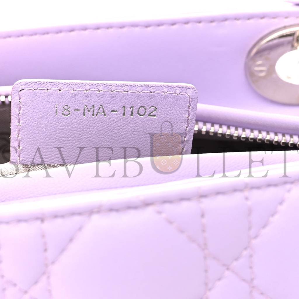 DIOR LAMBSKIN CANNAGE MEDIUM LADY DIOR PURPLE (24*20*10.8cm)