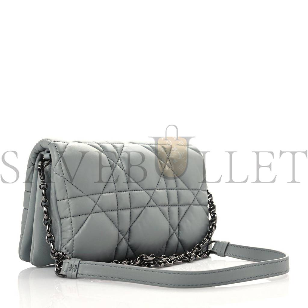 DIOR CALFSKIN MACROCANNAGE MINI CARO BAG GREY (20*12*5.1cm)