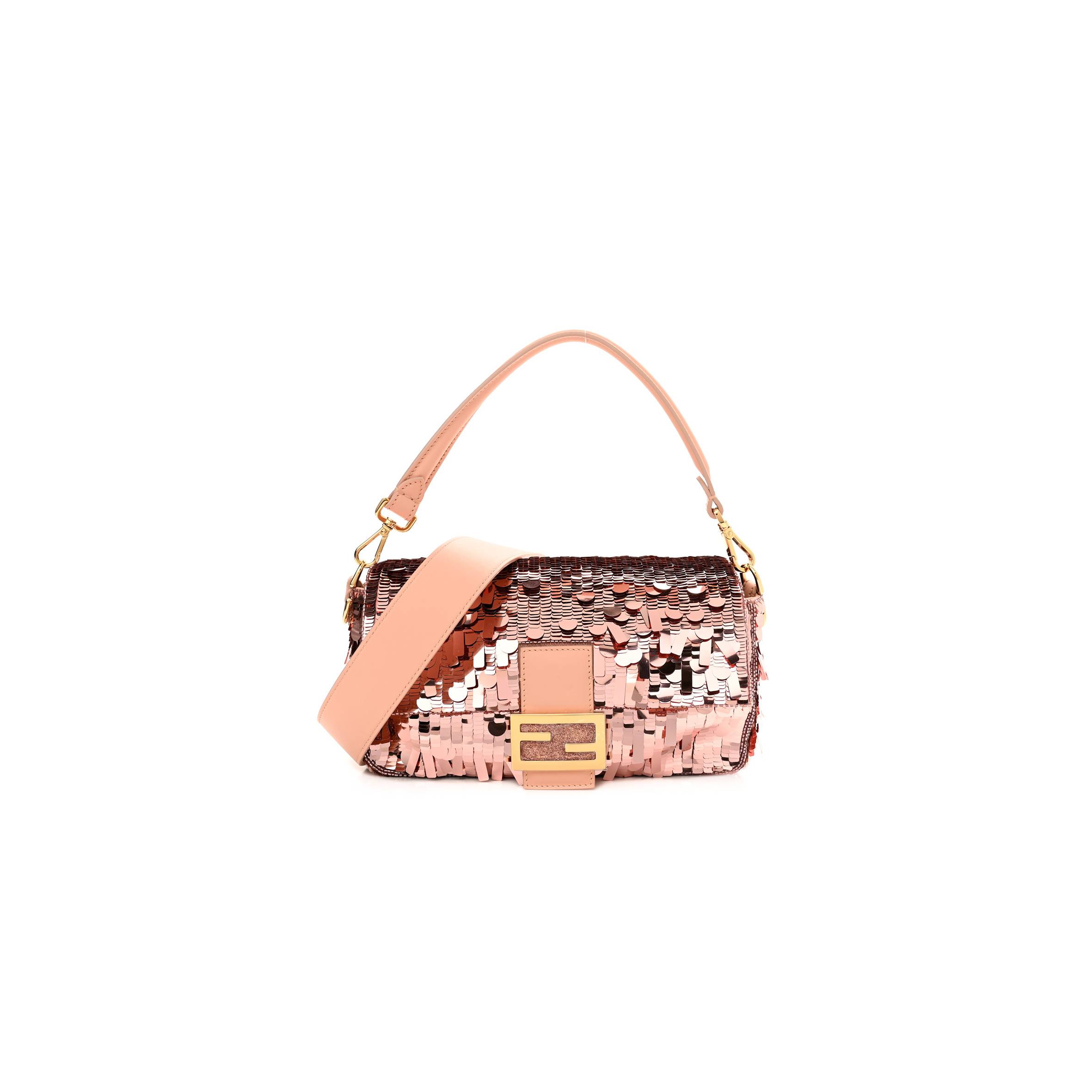 FENDI SEQUIN PAILLETTES VITELLO GRACE SEX AND THE CITY BAGUETTE BABY PINK (27*15*6cm)